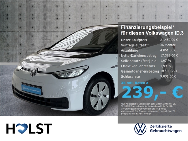 ID.3 Pure Performance electric 110kW Assistenzpaket RüFaKa CCS DAB+ 45kWh