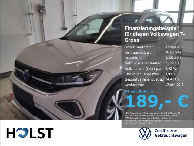 T-Cross 1.0TSI DSG Style IQ.DRIVE GJR RüFaKa ACC Keyle...